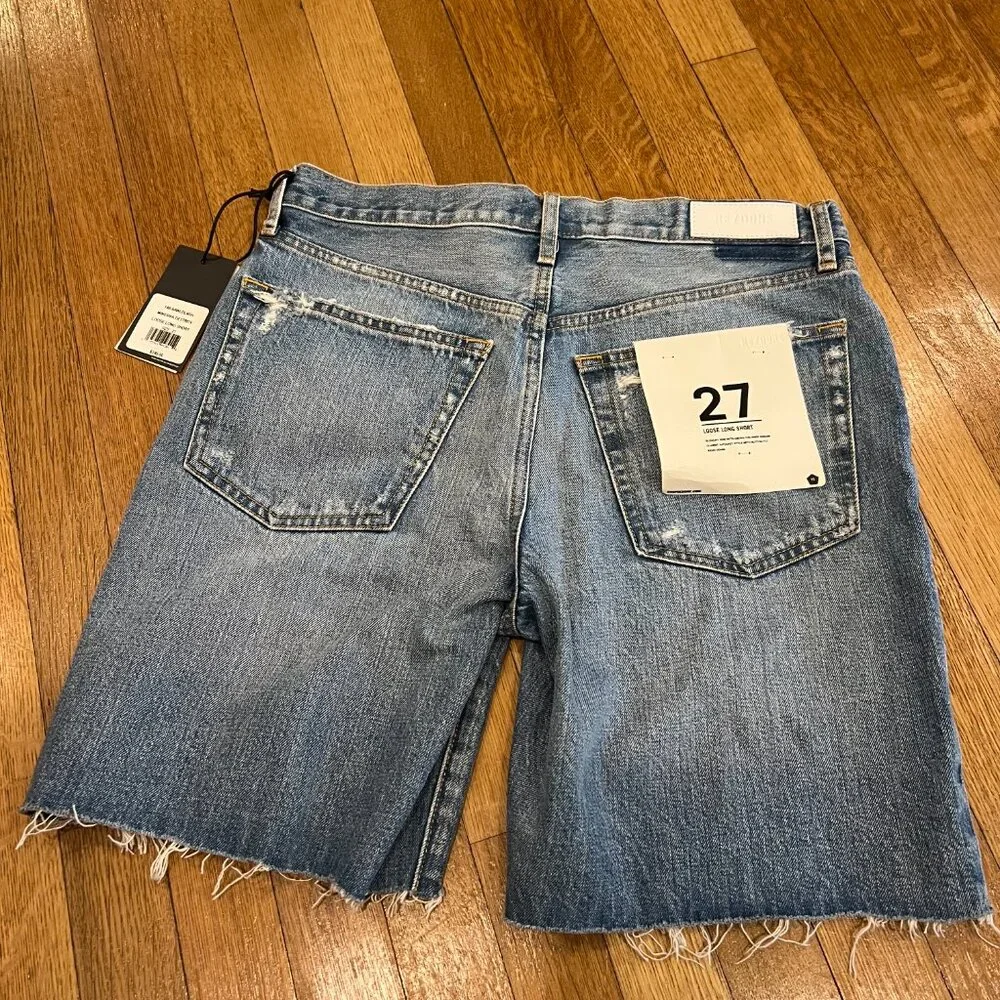 Re/done Distressed Denim Bermuda Shorts